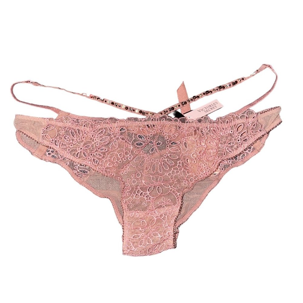 Victoria's Secret Collection Lace Swarovski Crystal Panty Small Lace Pink Mauve